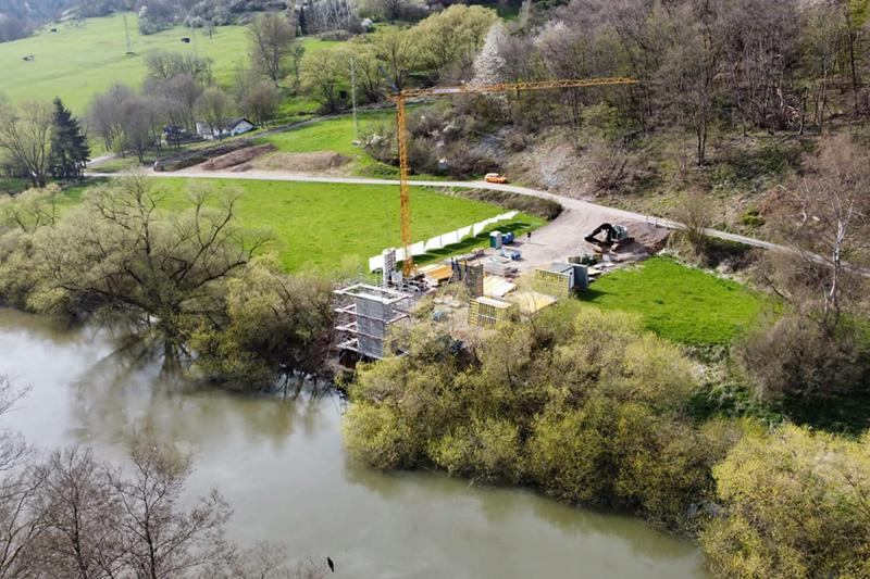 ABEL & WEIMAR, Brücke Lahnradweg Ingenieurbau Luftaufnahme Drohnenflug